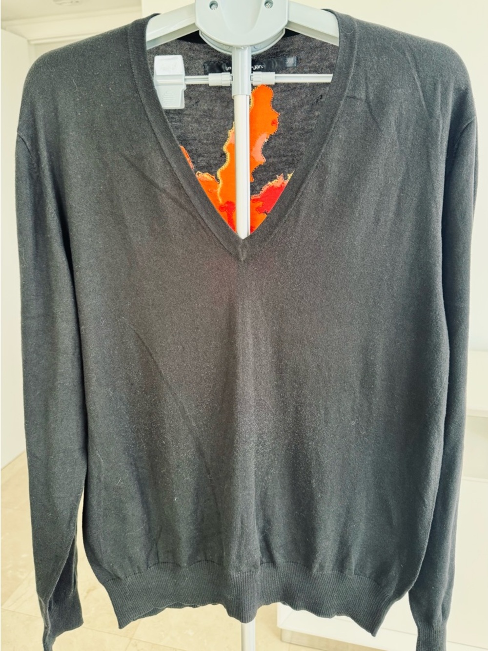 Emanuel Ungaro Black Sweater with Orange Appliqué, Unisex